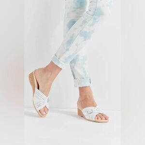 NWOT Worishofer White Cork Leather Mules sz37 / 6.5